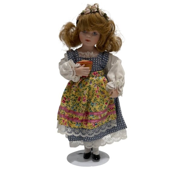 Danbury Mint Goldilocks Porcelain Doll Storybook Collection Bowl Stand Box 8.5" - Picture 1 of 15
